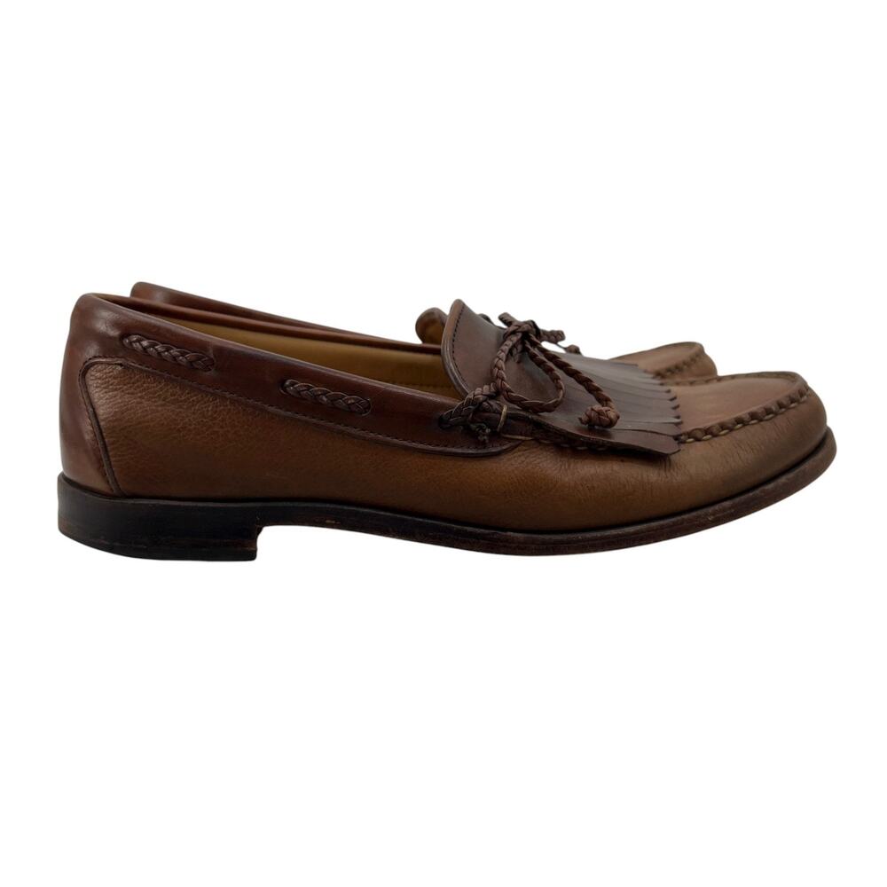 Allen Edmonds Mens 9 Loafers Brown Leather Nottingham Flap Slip On Shoes